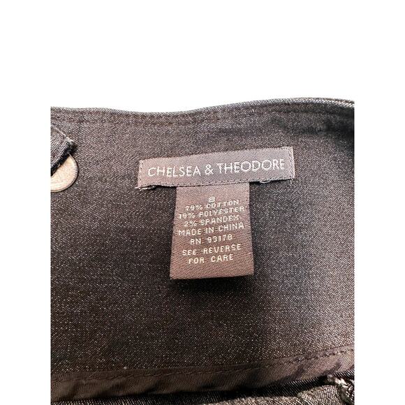 Chelsea & Theodore Dark Wash Denim Pencil Skirt w/ Oval Buckle Belt Size 8 - Picture 7 of 7